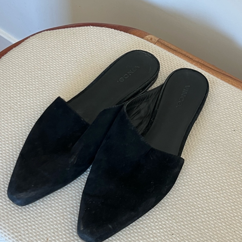 Vince Black Suede Mules